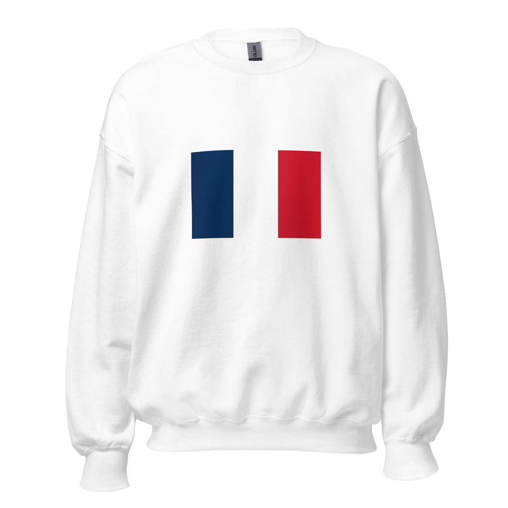 Unisex navy blue sweatshirt featuring French flag design printed across the front chest