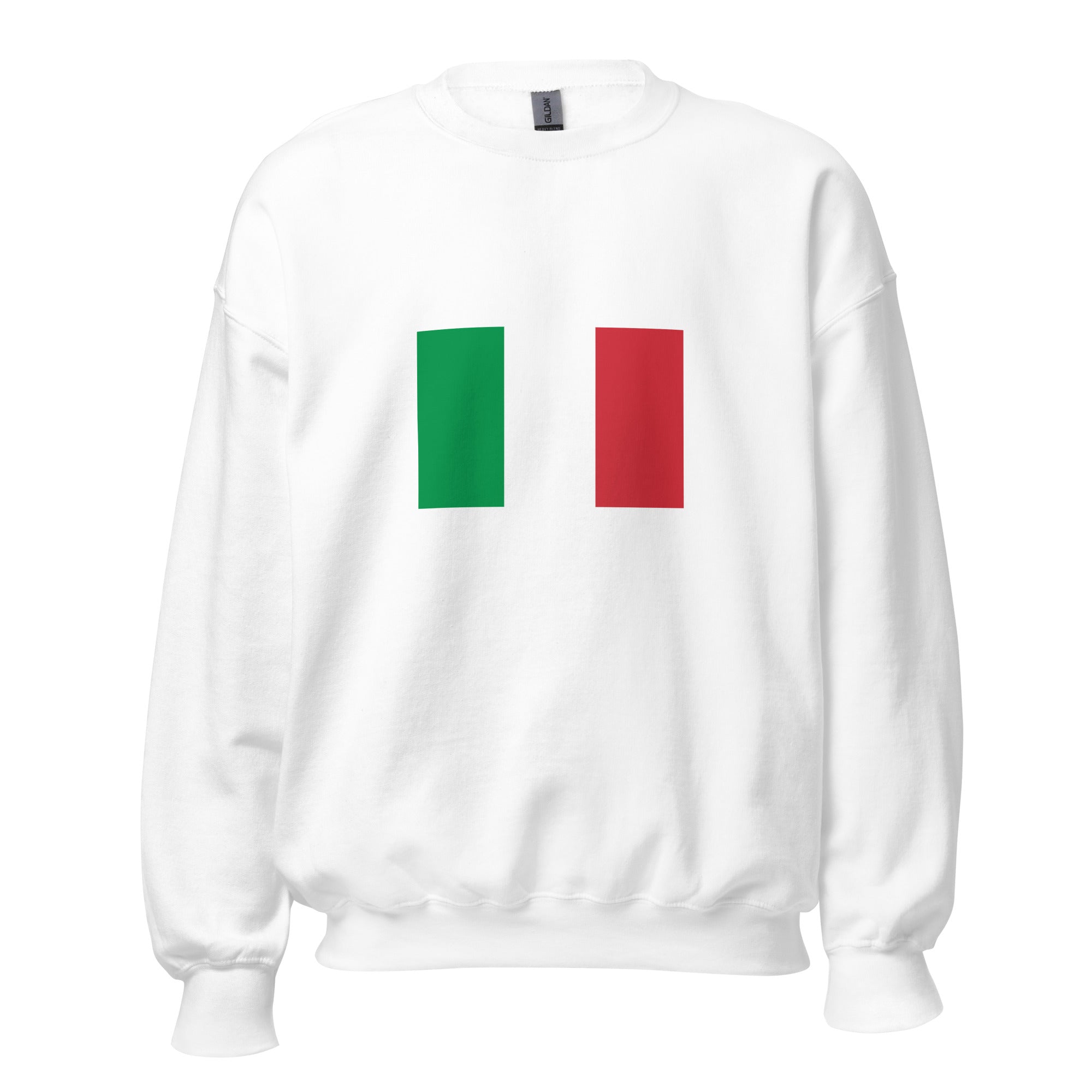 Unisex navy blue sweatshirt featuring Italian flag design printed across the front chest