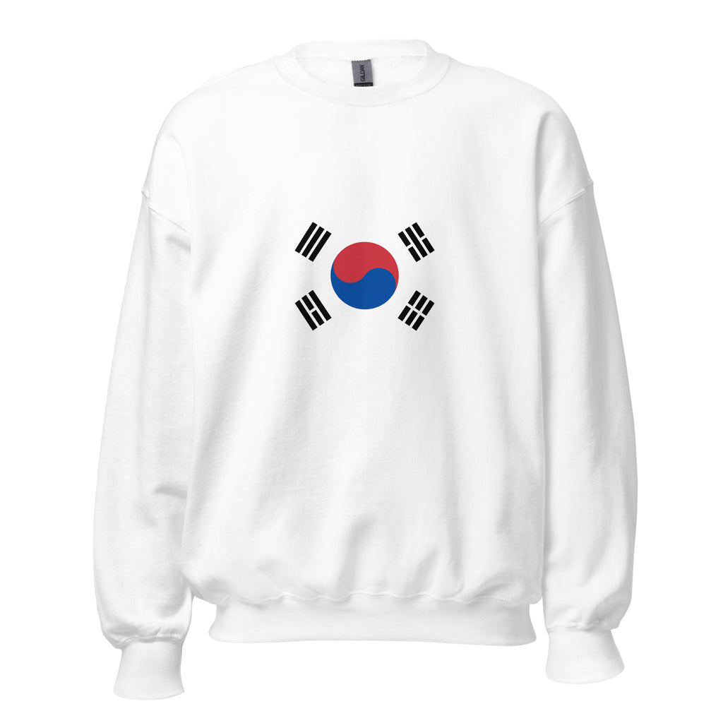 Unisex navy blue sweatshirt featuring South Korean flag design printed across the front chest