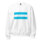 Unisex navy blue sweatshirt featuring Honduran flag design printed across the front chest