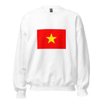 Unisex navy blue sweatshirt featuring Vietnamese flag design printed across the front chest