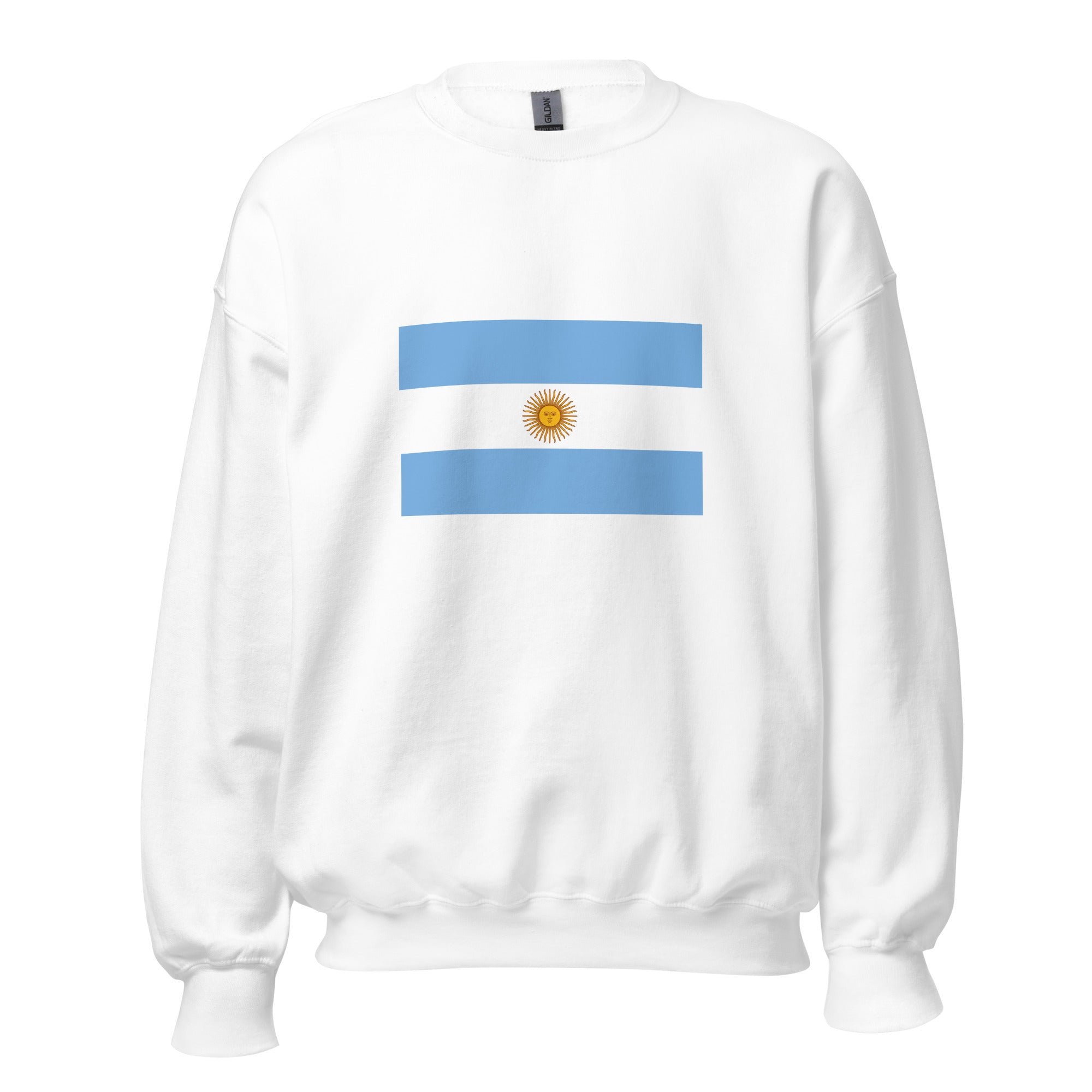 Unisex navy blue sweatshirt featuring Argentine flag design printed across the front chest
