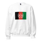 Unisex navy blue sweatshirt featuring Afghan flag design printed across the front chest