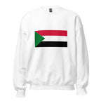 Unisex navy blue sweatshirt featuring Sudanese flag design printed across the front chest