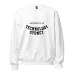Unisex navy blue sweatshirt featuring University of Technology Sydney logo printed across the front chest