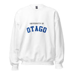 Unisex navy blue sweatshirt featuring University of Otago logo printed across the front chest