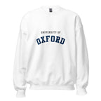 Unisex navy blue sweatshirt featuring University of Oxford logo printed across the front chest