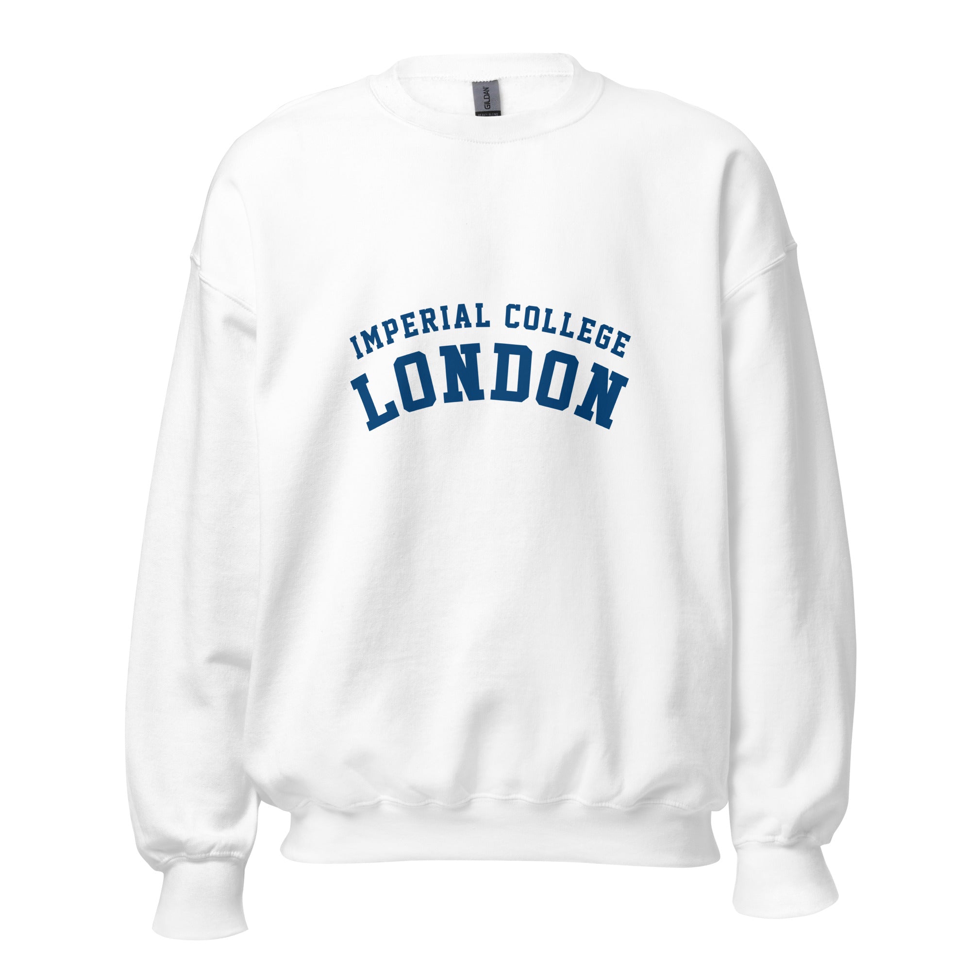 Unisex navy blue sweatshirt featuring Imperial College London logo printed across the front chest