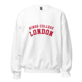 Unisex navy blue sweatshirt featuring King's College London logo printed across the front chest