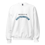 Unisex navy blue sweatshirt featuring University of Southampton logo printed across the front chest