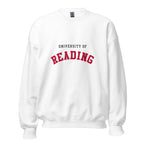 Unisex black sweatshirt featuring University of Reading logo printed across the front chest
