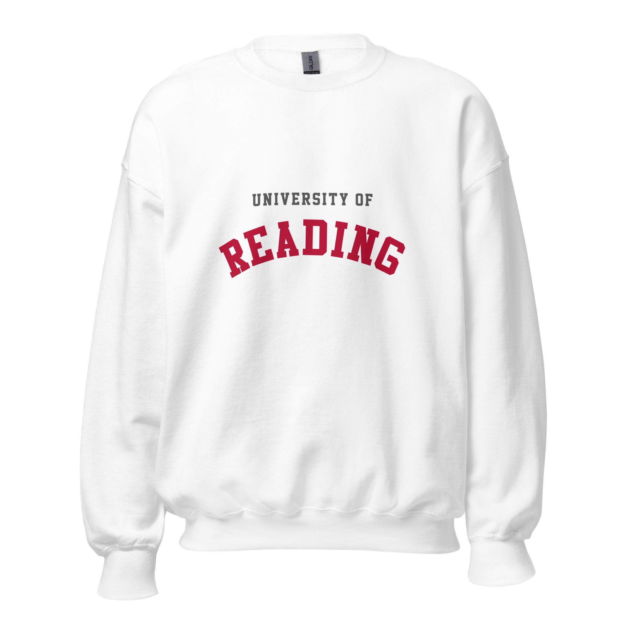 Unisex black sweatshirt featuring University of Reading logo printed across the front chest