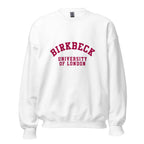 Unisex navy blue sweatshirt featuring Birkbeck, University of London logo printed across the front chest