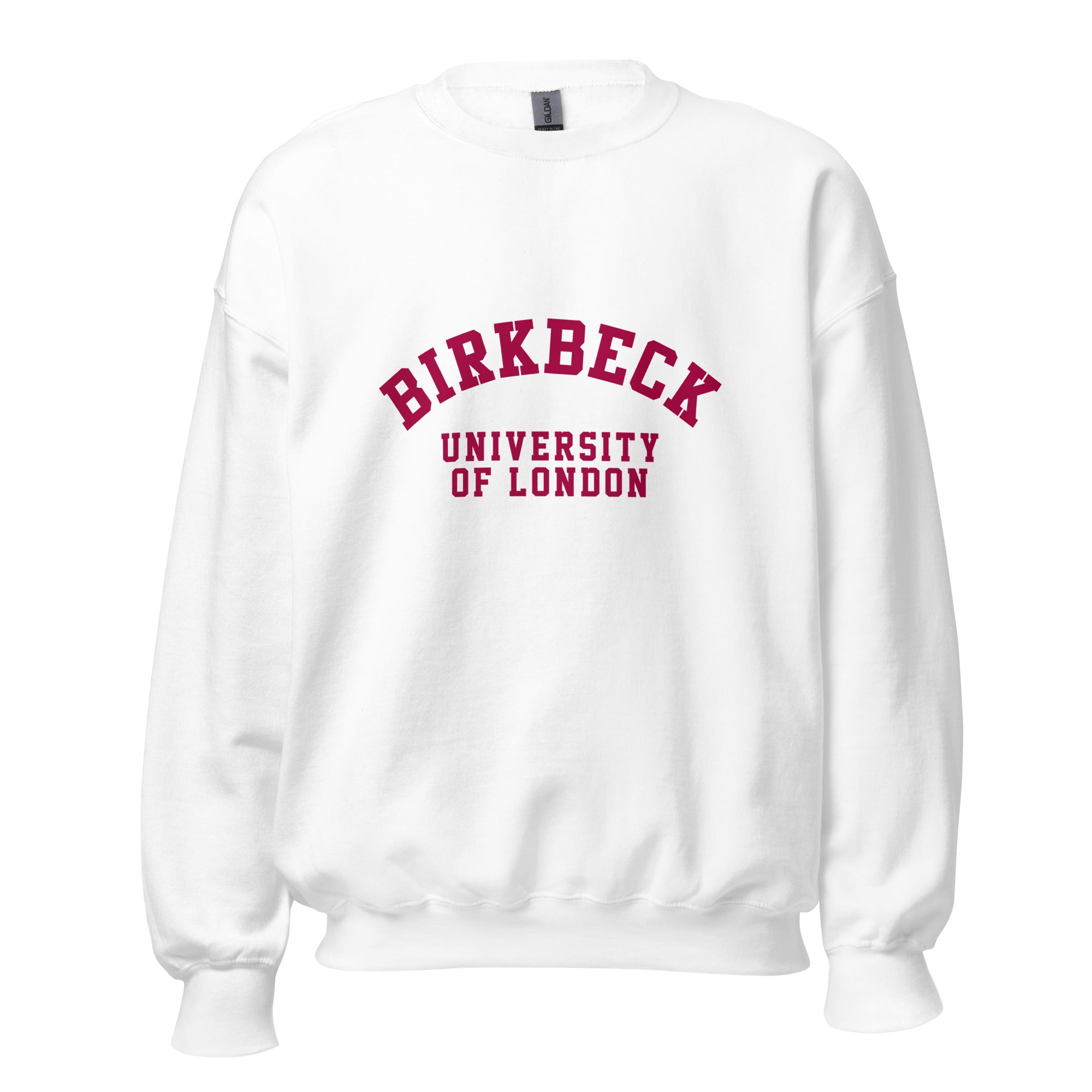 Unisex navy blue sweatshirt featuring Birkbeck, University of London logo printed across the front chest