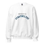 Unisex heather gray sweatshirt featuring University of Strathclyde logo printed across the front chest