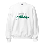 Unisex heather gray sweatshirt featuring University of Stirling logo printed across the front chest