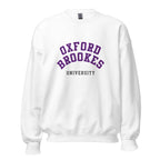 Unisex heather gray sweatshirt featuring Oxford Brookes University logo printed across the front chest