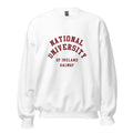 Unisex heather gray sweatshirt featuring National University of Ireland Galway logo printed across the front chest