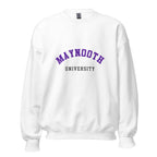 Unisex heather gray sweatshirt featuring Maynooth University logo printed across the front chest