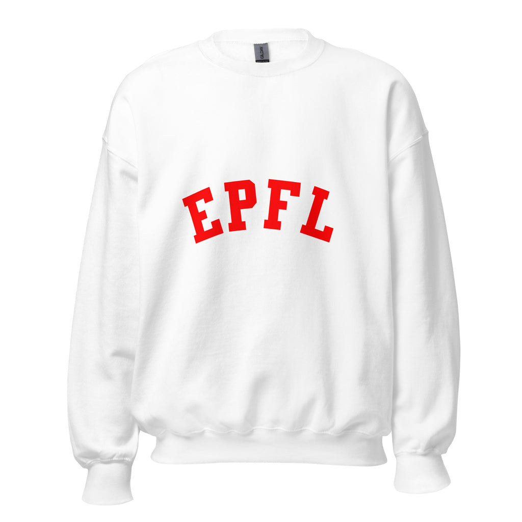 Unisex heather gray sweatshirt featuring EPFL logo printed across the front chest