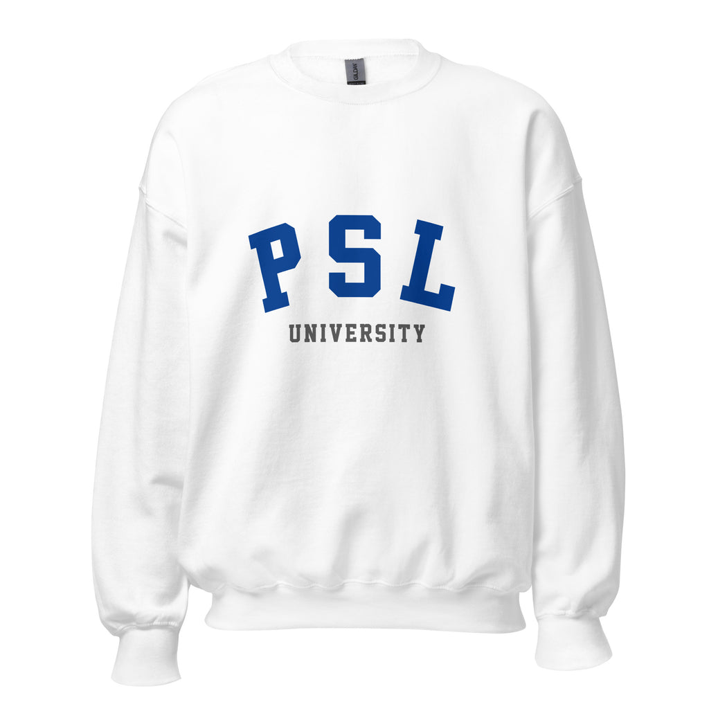 Unisex heather gray sweatshirt featuring Université PSL logo printed across the front chest
