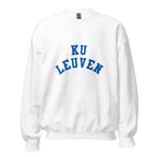 Unisex heather gray sweatshirt featuring KU Leuven logo printed across the front chest