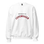 Unisex heather gray sweatshirt featuring University of Copenhagen logo printed across the front chest