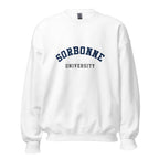 Unisex heather gray sweatshirt featuring Sorbonne University logo printed across the front chest