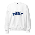 Unisex heather gray sweatshirt featuring University of Zurich logo printed across the front chest