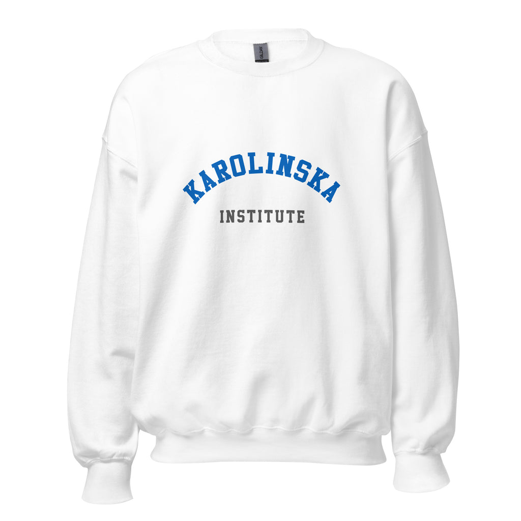 Unisex heather gray sweatshirt featuring Karolinska Institute logo printed across the front chest