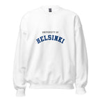 Unisex heather gray sweatshirt featuring University of Helsinki logo printed across the front chest