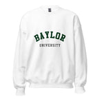 Unisex heather gray sweatshirt featuring Baylor University logo printed across the front chest