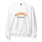 Unisex heather gray sweatshirt featuring Bucknell University logo printed across the front chest