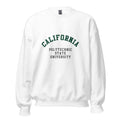 Unisex heather gray sweatshirt featuring California Polytechnic State University logo printed across the front chest