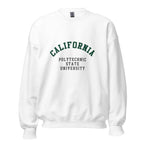 Unisex heather gray sweatshirt featuring California Polytechnic State University logo printed across the front chest
