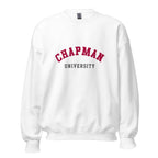 Unisex heather gray sweatshirt featuring Chapman University logo printed across the front chest