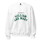 Unisex heather gray sweatshirt featuring College of William & Mary logo printed across the front chest