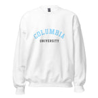 Unisex black sweatshirt featuring Columbia University logo printed across the front chest