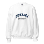 Unisex heather gray sweatshirt featuring Gonzaga University logo printed across the front chest