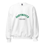 Unisex heather gray sweatshirt featuring Dartmouth College logo printed across the front chest
