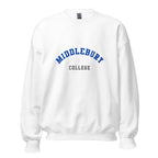 Unisex heather gray sweatshirt featuring Middlebury College logo printed across the front chest