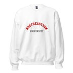 Unisex heather gray sweatshirt featuring Northeastern University logo printed across the front chest