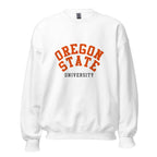Unisex heather gray sweatshirt featuring Oregon State University logo printed across the front chest