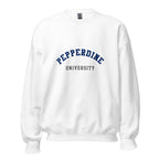 Unisex heather gray sweatshirt featuring Pepperdine University logo printed across the front chest