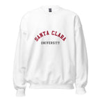 Unisex heather gray sweatshirt featuring Santa Clara University logo printed across the front chest