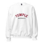 Unisex heather gray sweatshirt featuring Temple University logo printed across the front chest