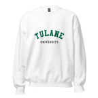 Unisex heather gray sweatshirt featuring Tulane University logo printed across the front chest