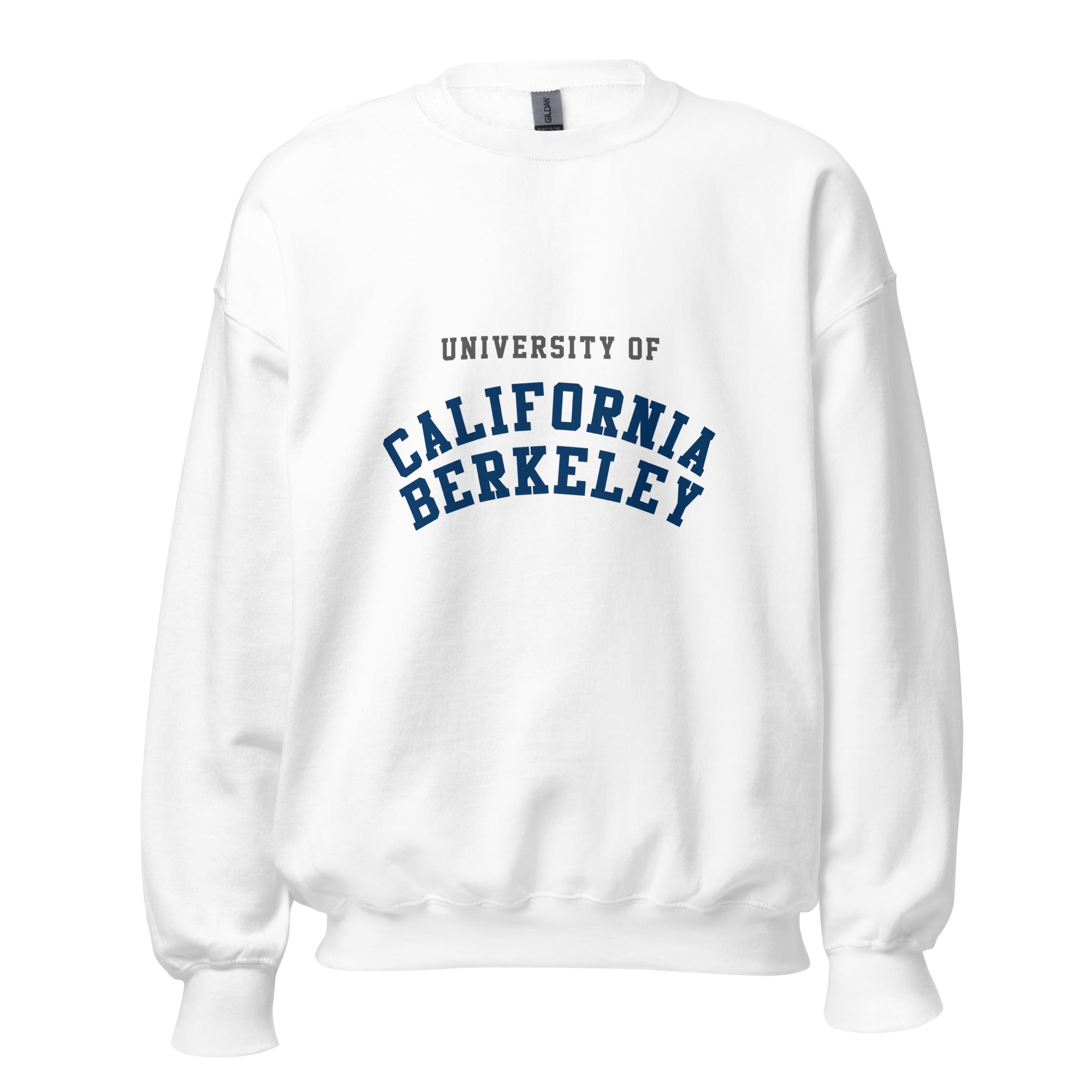 Unisex heather gray sweatshirt featuring UC Berkeley logo printed across the front chest