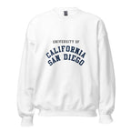 Unisex heather gray sweatshirt featuring UC San Diego logo printed across the front chest