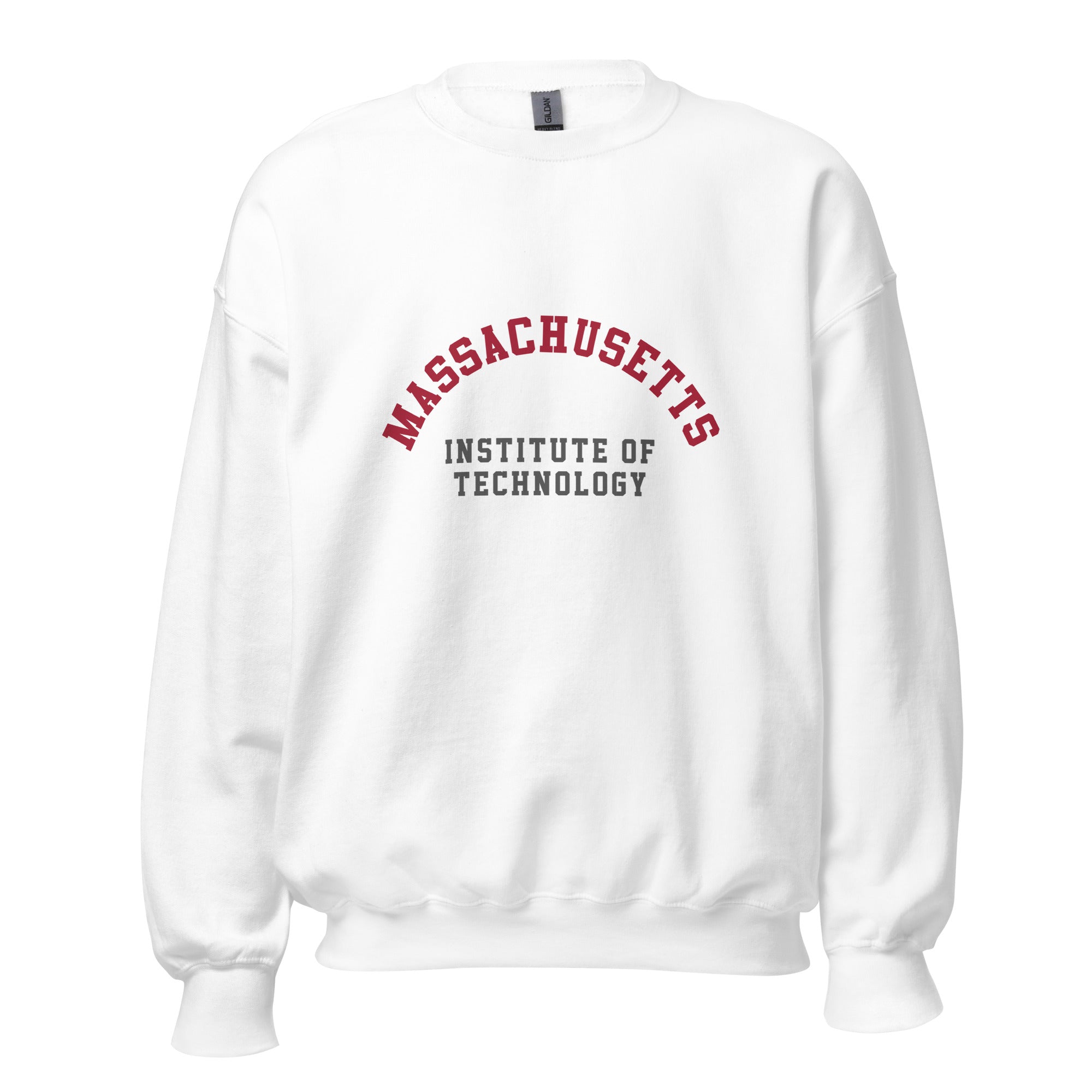 Unisex heather gray sweatshirt featuring MIT logo printed across the front chest